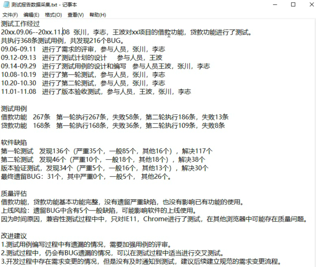 软件测试报告+编写规范